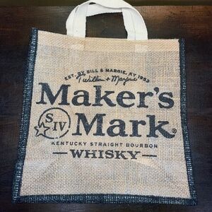 Maker's‎ Mark Kentucky Bourbon Whisky Burlap Re-Useable Bag Tote